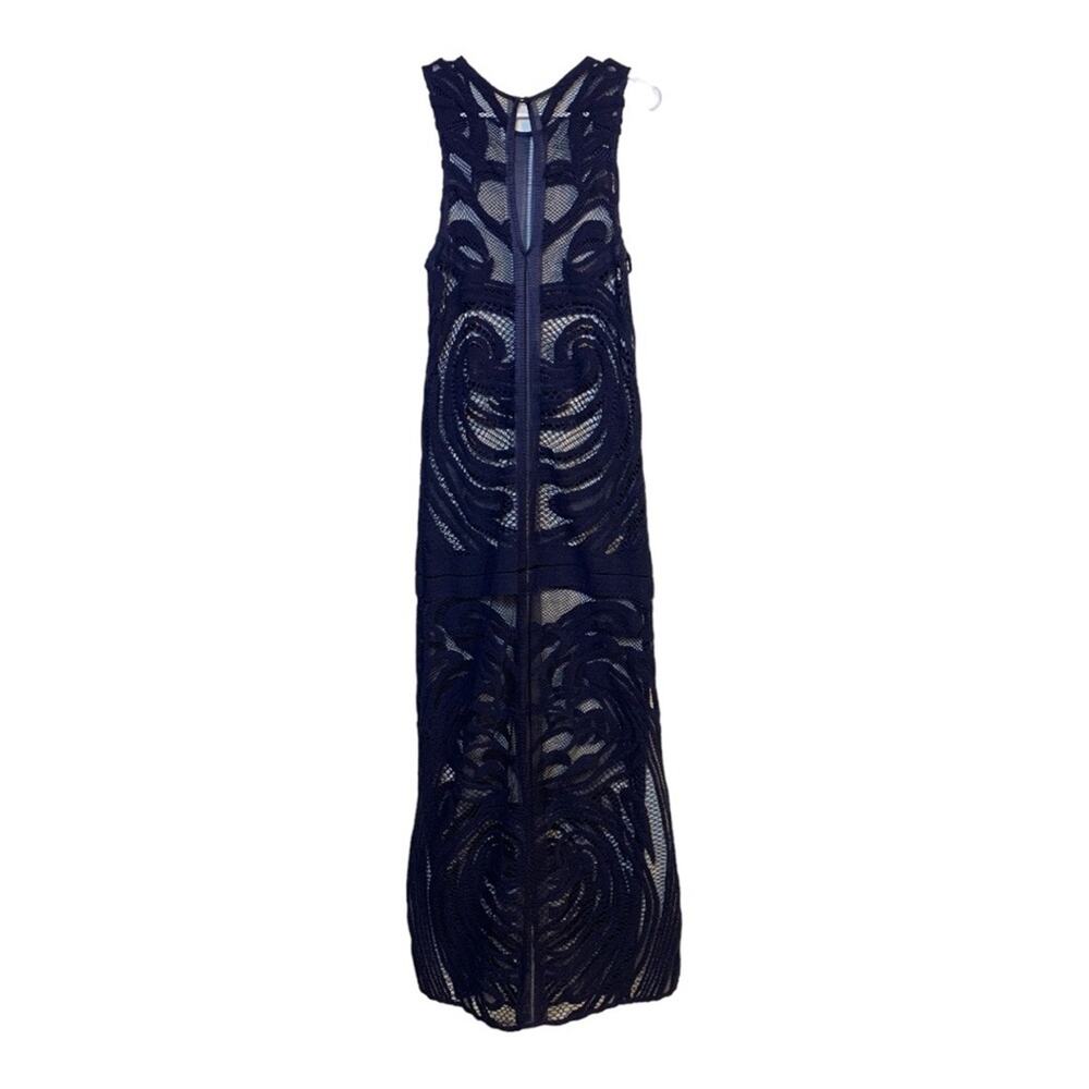 Finders Keepers Sexy Blue Sheer Crochet Maxi Tank Dress Small  T0398